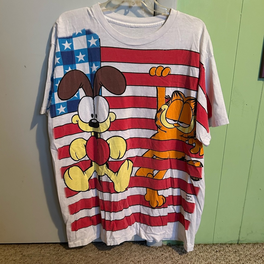 Vintage 1996 Garfield American Flag Shirt